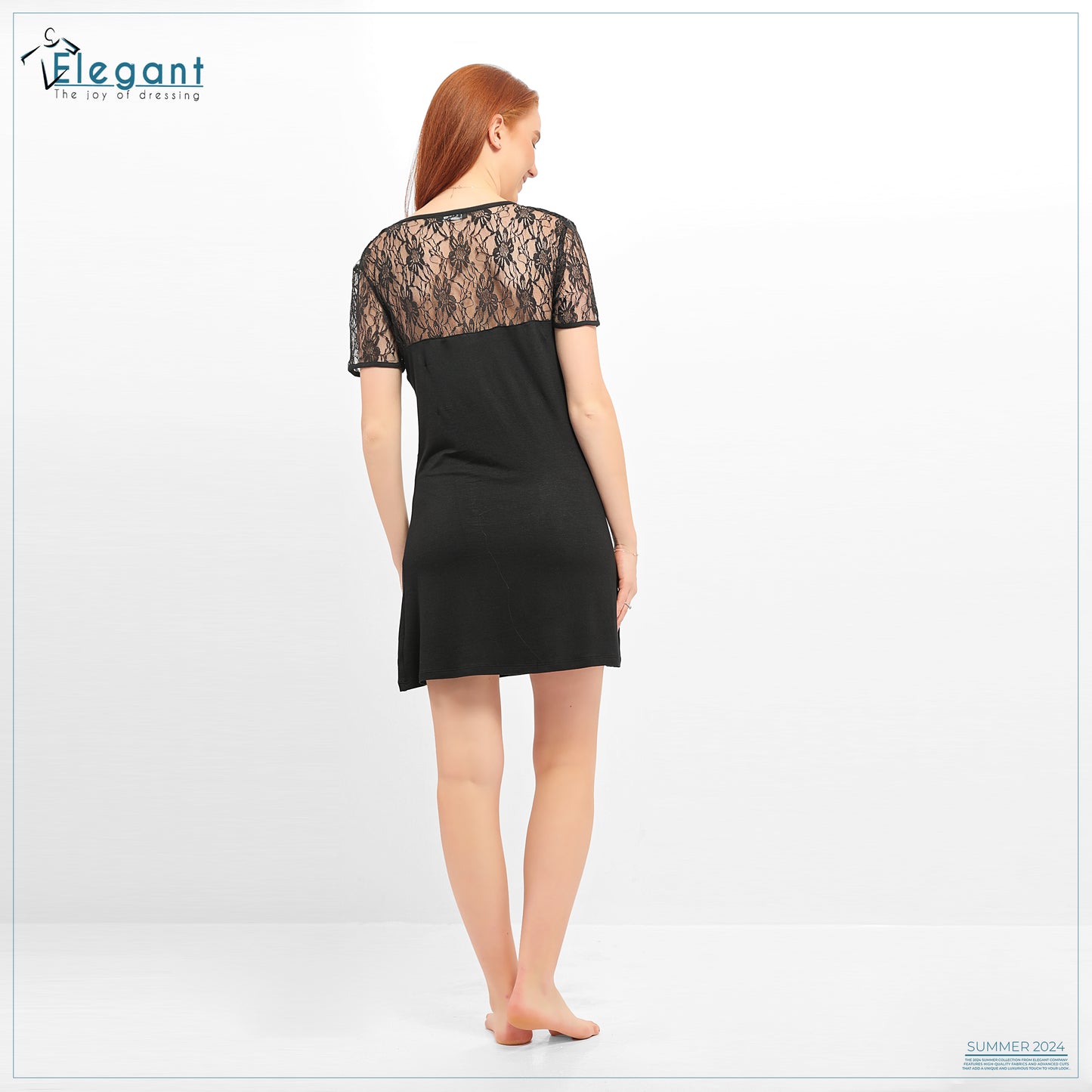 LACE HALF SLEEVE SHORT BLACK DRESS